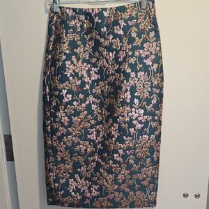J. Crew Floral Pencil Skirt - Pink and Gold